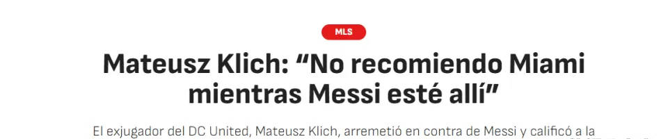 前MLS球员波蘭(lán)球员批(pī)评迈阿密国际俱(jù)乐部(bù)，不推荐球员加盟